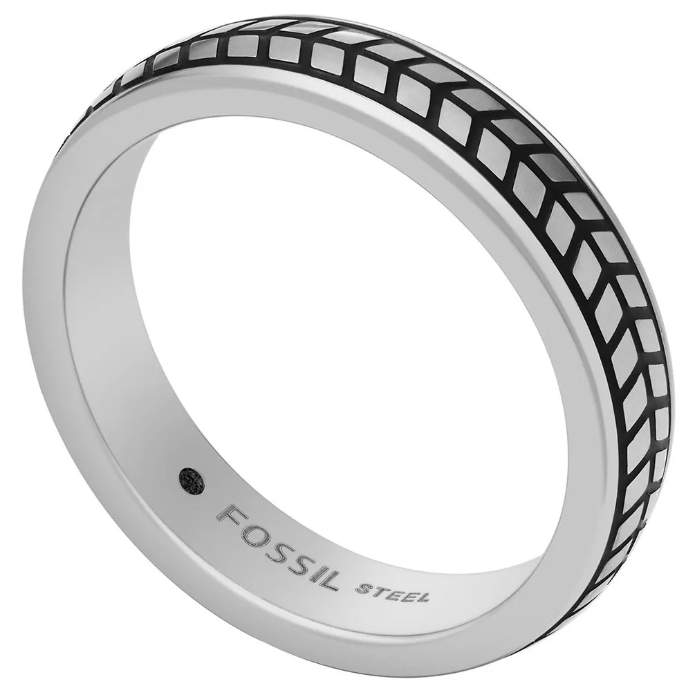 Fossil JF04099040 Ring Mens Dress staal zilverkleurig-zwart