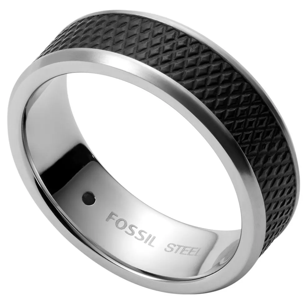 Fossil JF03727040 Ring Mens Dress staal-aluminium zilverkleurig-zwart 