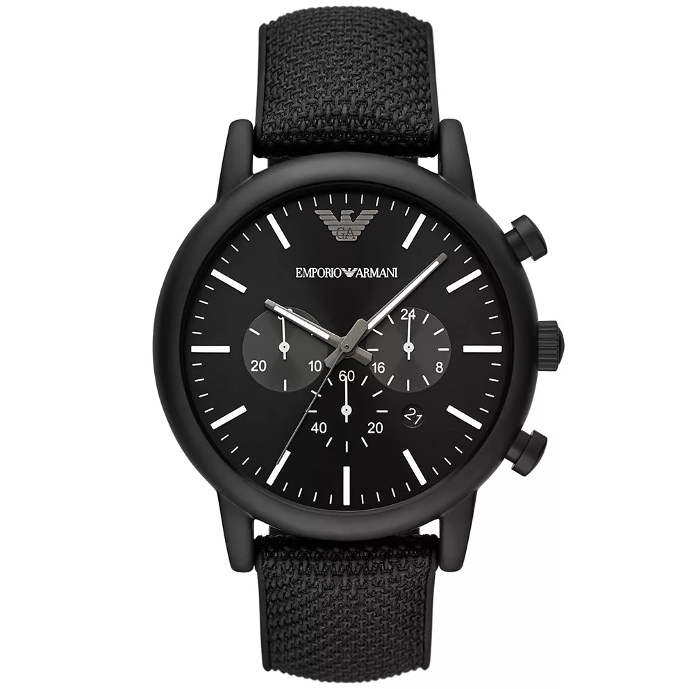 Emporio Armani AR11450 Horloge Luigi staal-leder zwart 46 mm