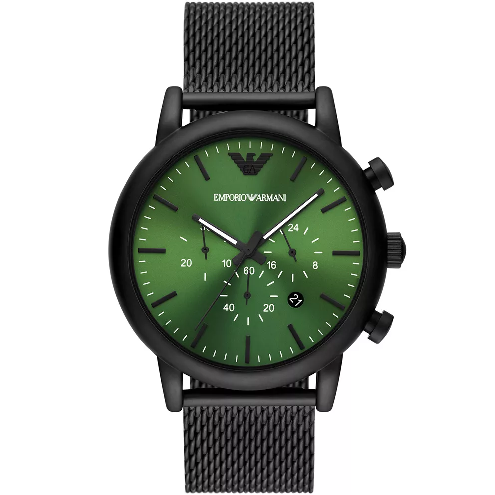 Emporio Armani AR11470 Horloge Luigi staal zwart-groen 46 mm