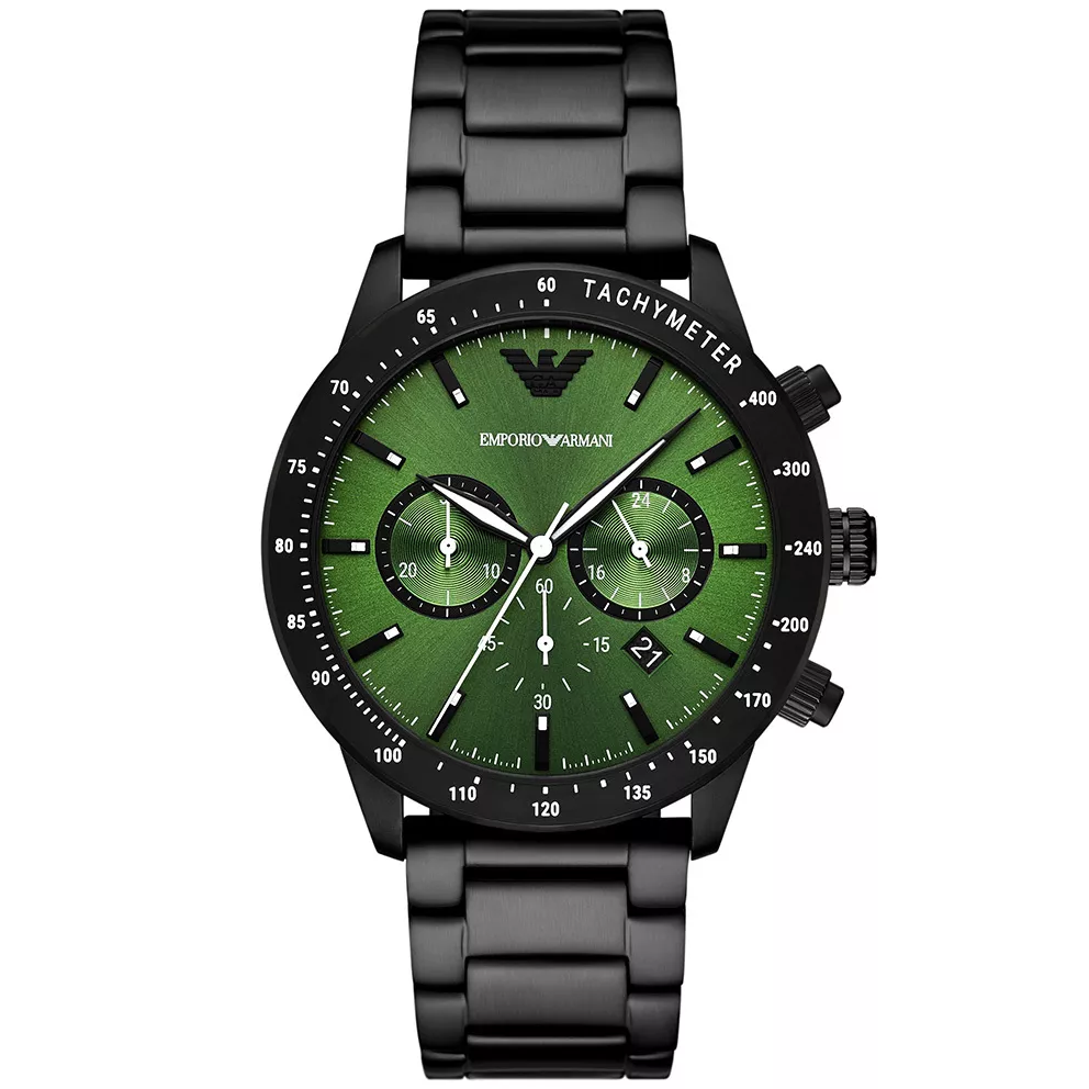 Emporio Armani AR11472 Horloge Mario Chrono zwart-groen 43 mm