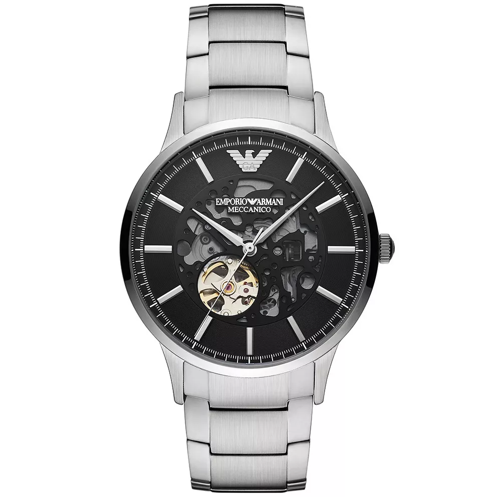 Emporio Armani AR60055 Horloge Renato Automatic staal zilverkleurig-zwart 43 mm