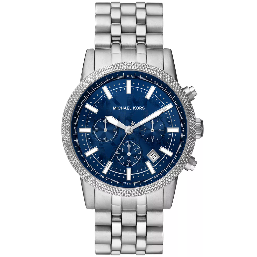 Michael Kors MK8952 Horloge Hutton Chrono staal zilverkleurig-blauw 43 mm