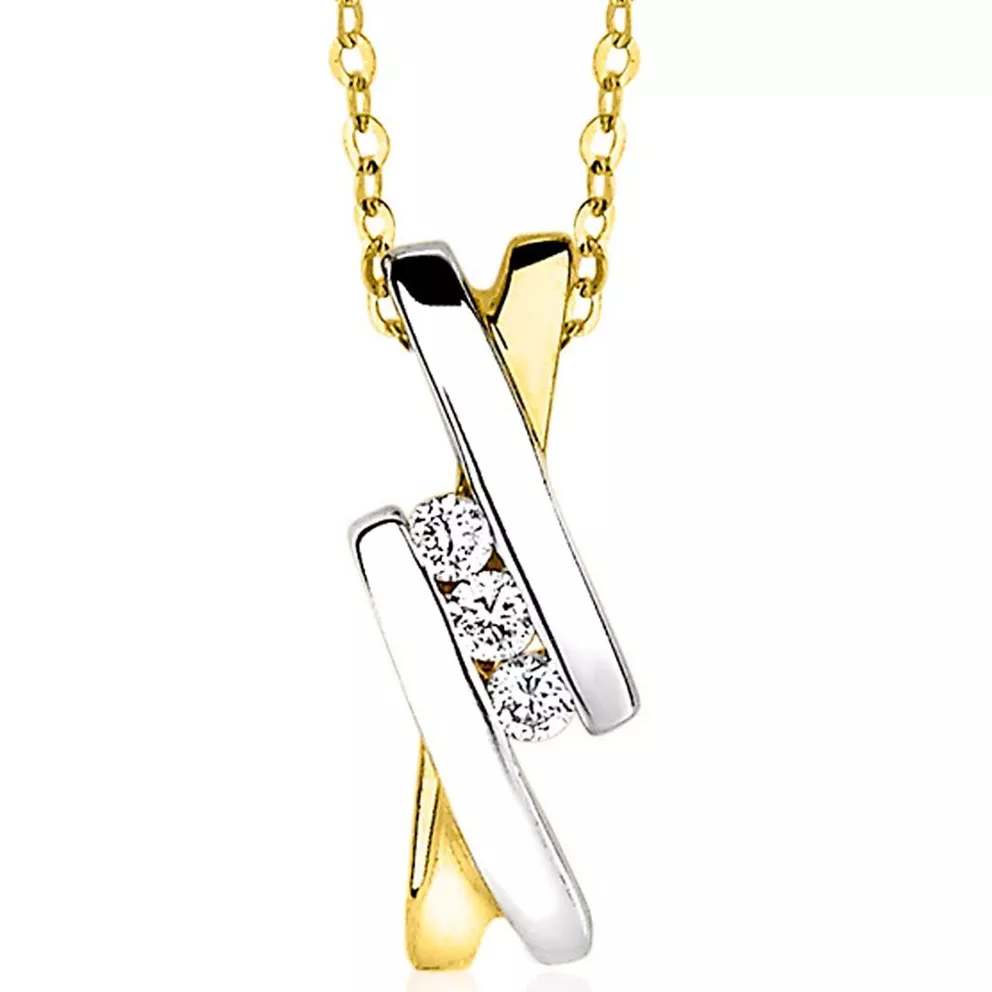 Zinzi Gold ZGH78 Hanger Goud-Diamant 0,09 crt geel-en witgoud-wit 16 mm
