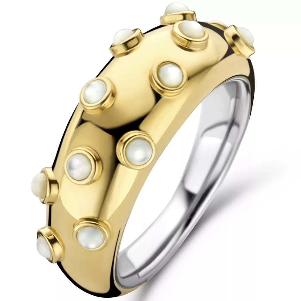 TI SENTO-Milano 12251MW Ring Mother of Pearl zilver-parelmoer goudkleurig-wit 8 mm