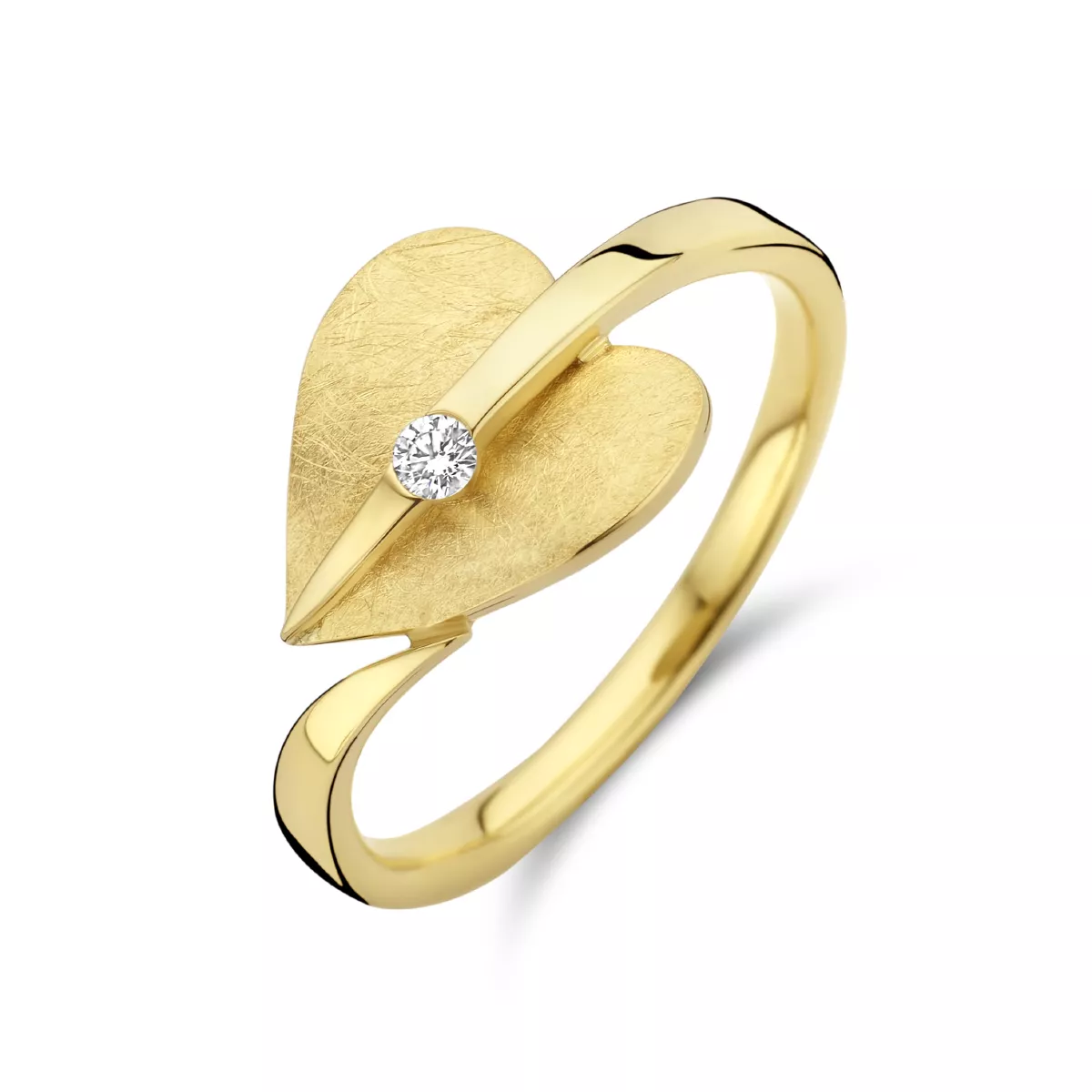 Ring Gescratcht Hart geelgoud-diamant 0.04ct H Si 10,5 mm