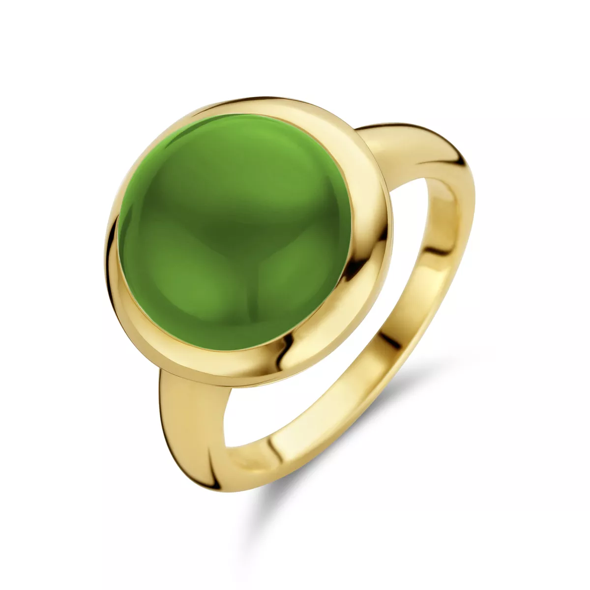 Ring Ronde steen 11,5 mm geelgoud-agaat 6.91 ct groen