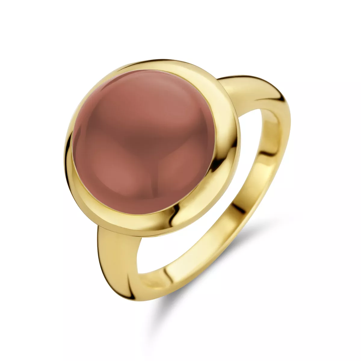 Ring Ronde steen 11,5 mm geelgoud-carneool 5.65 ct rood