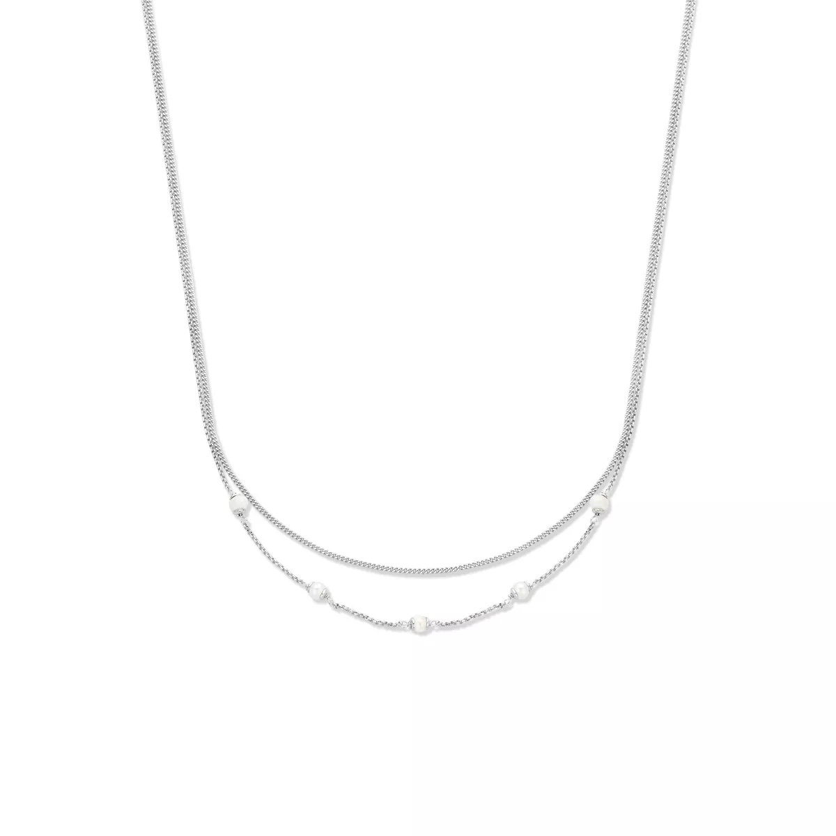 Ketting Multi zilver-zoetwaterparel wit 41-45 cm 