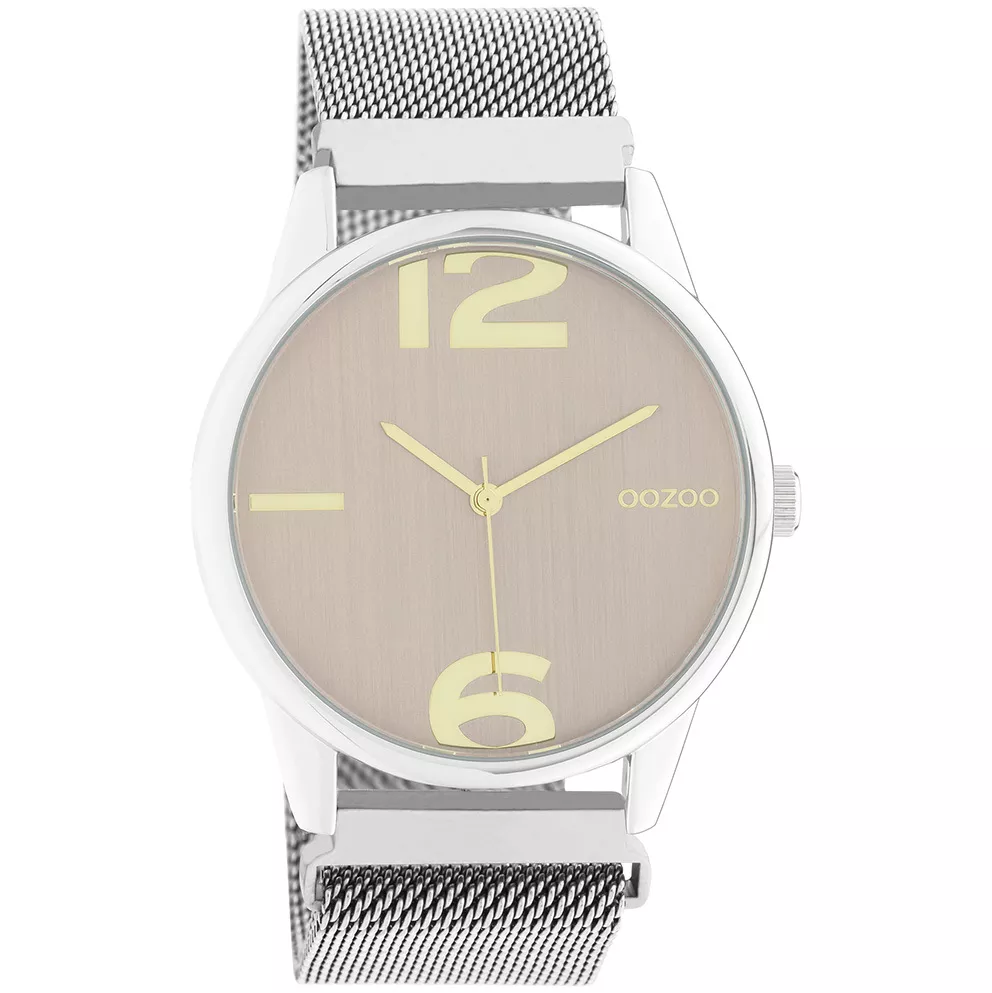 OOZOO C10865 Horloge Timepieces staal zilverkleurig-zachtroze 40 mm