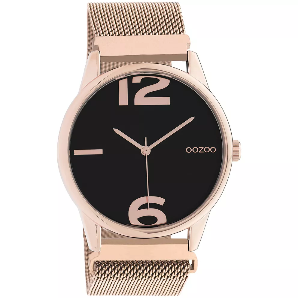 OOZOO C10869 Horloge Timepieces staal rosekleurig-zwart 40 mm
