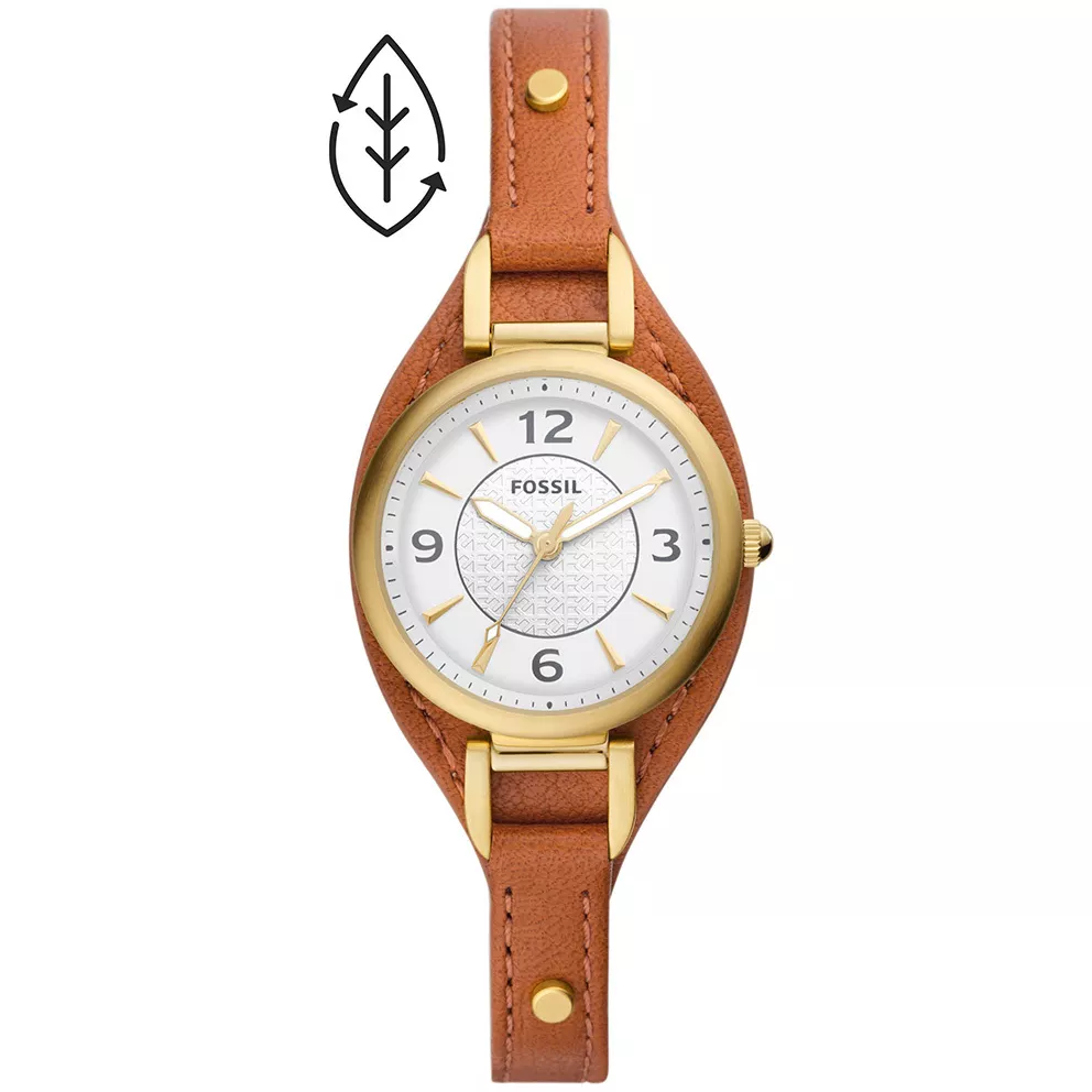 Fossil ES5215 Horloge Carlie staal-leder goudkleurig-bruin 28 mm