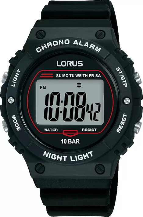 Lorus R2313PX9 Horloge Digitaal siliconen zwart 40 mm