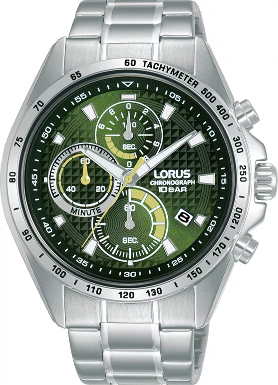 Lorus RM355HX9 Horloge Chronograaf staal zilverkleurig-groen 44 mm 