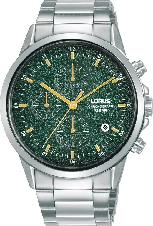 Lorus RM369HX9 Horloge Chronograaf staal zilverkleurig-groen 42 mm 