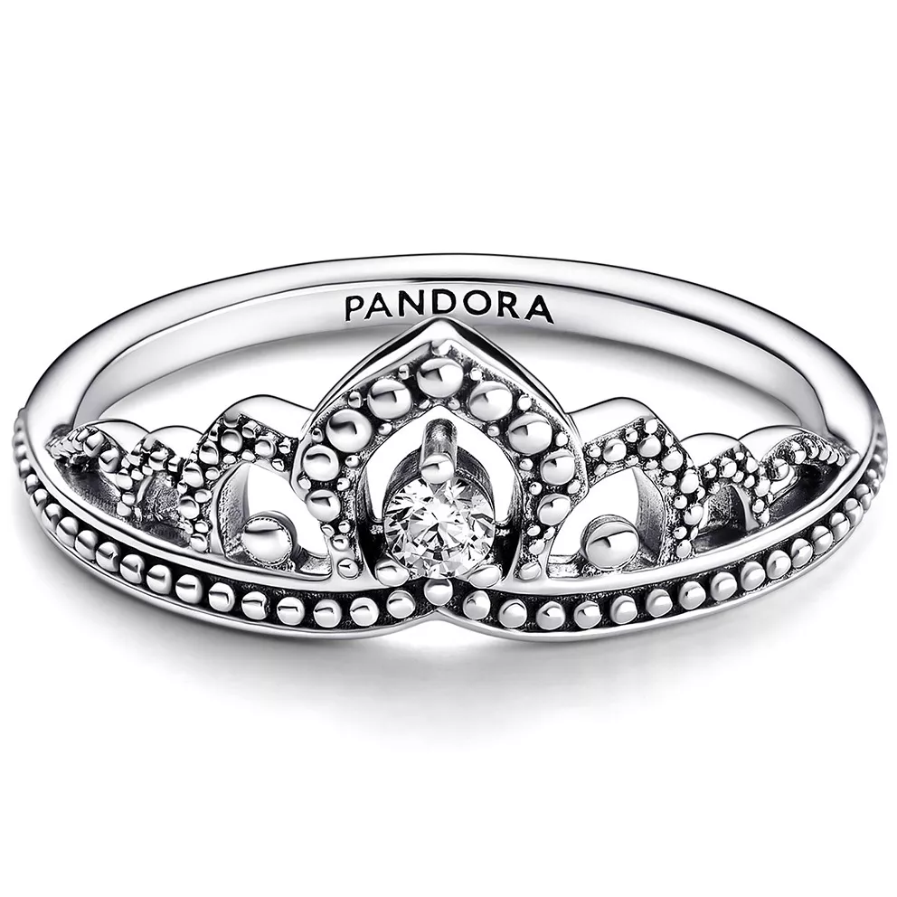 Pandora 192233C01 Ring Regal Beaded Tiara zilver-zirconia zilverkleurig-wit
