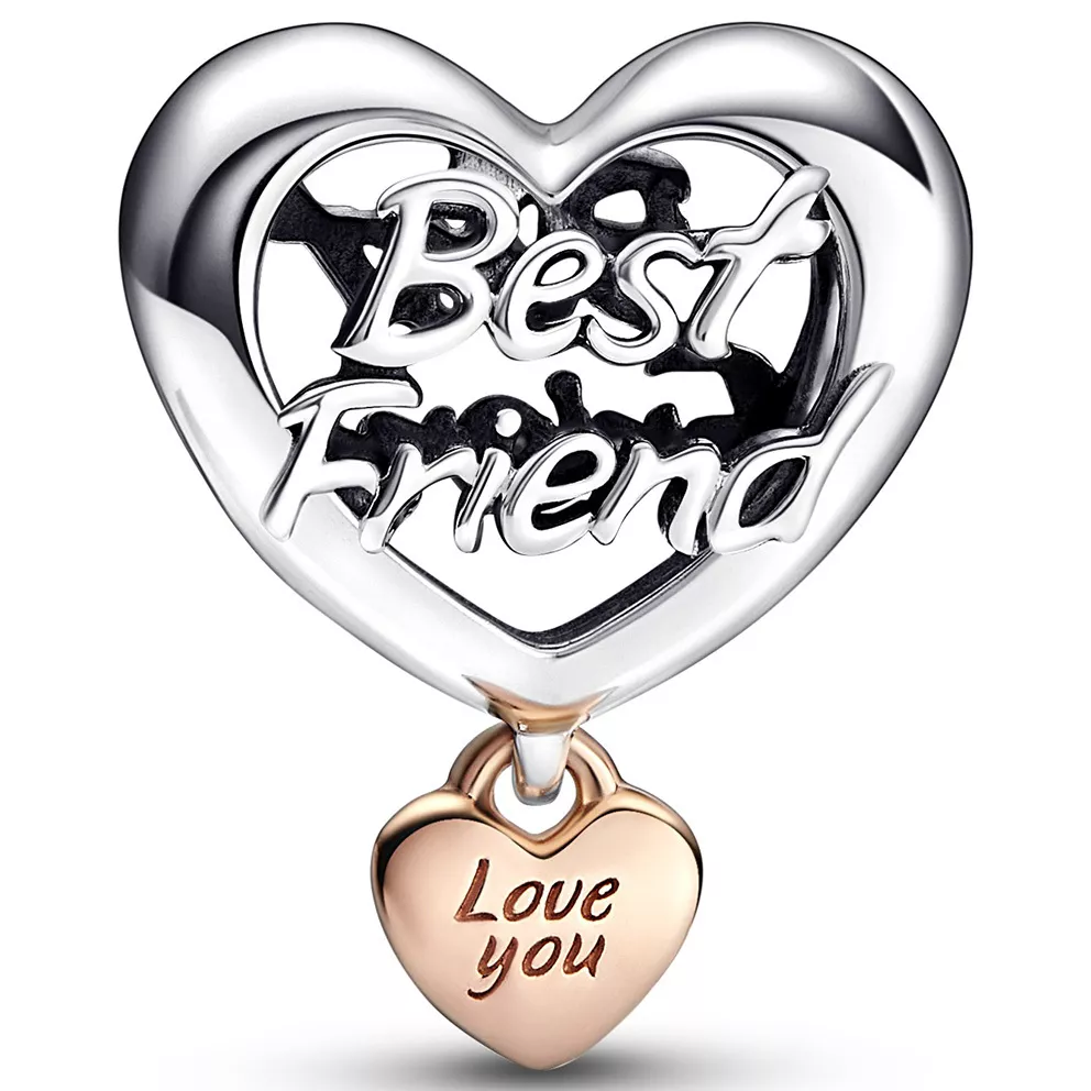 Pandora 782243C00 Bedel Love You Best Friend Heart zilver-en rosekleurig
