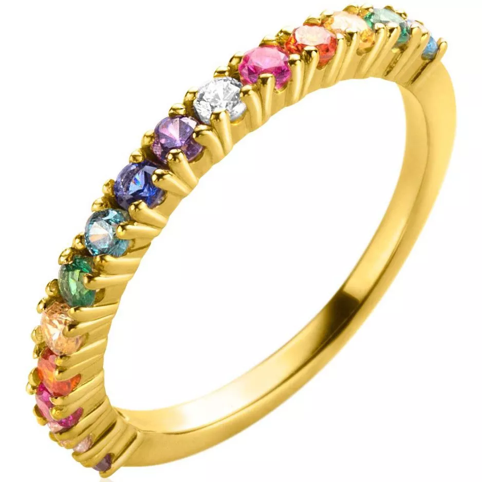 Zinzi ZIR2170 Ring Regenboog zilver-kleurstenen goud-en meerkleurig 2,5 mm