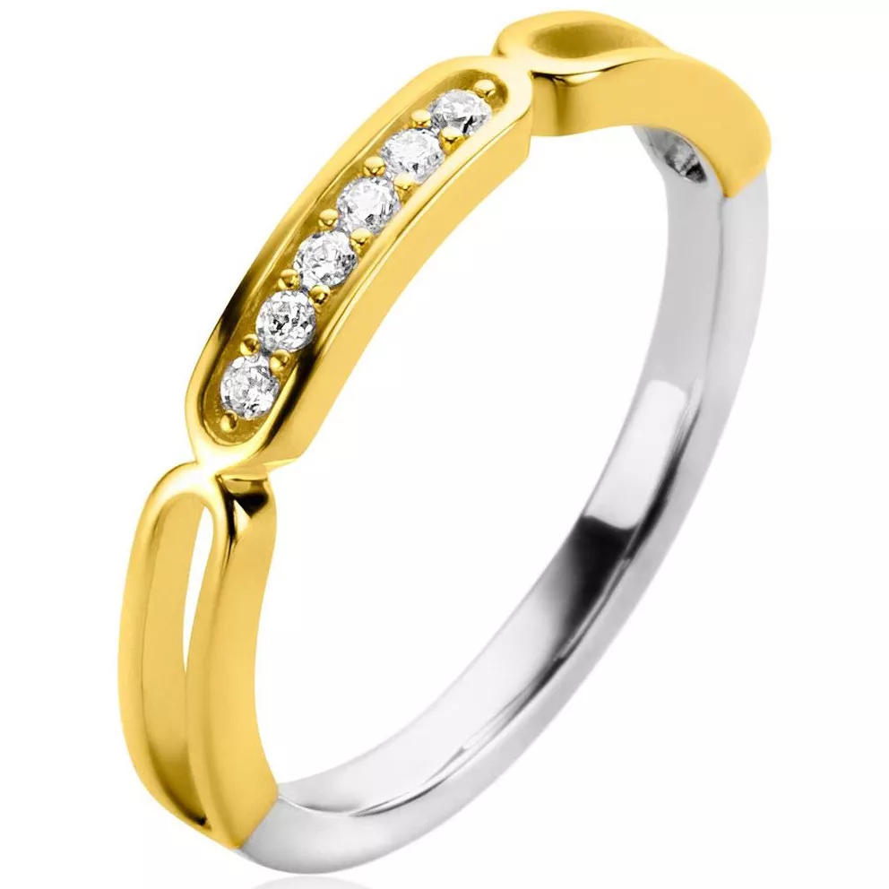 Zinzi ZIR2270Y Ring Ovale vormen zilver-zirconia goud-en zilverkleurig wit 3 mm