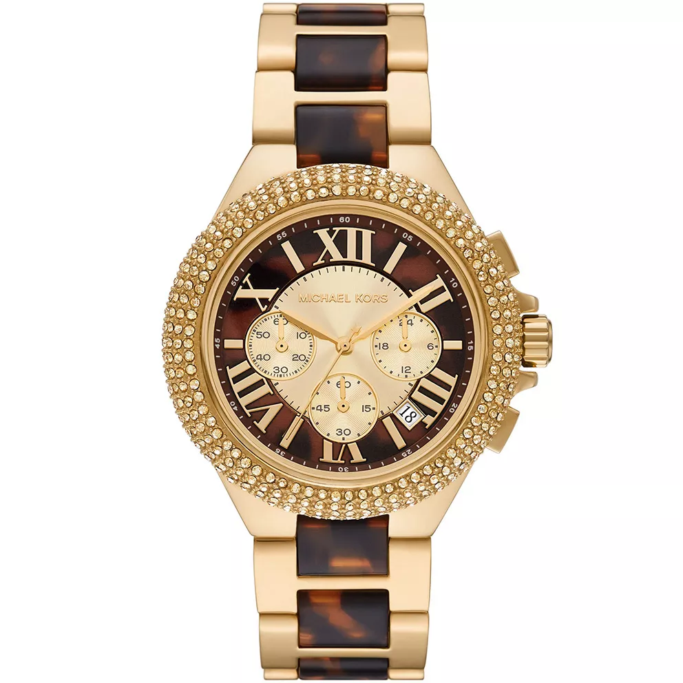 Michael Kors MK7269 Horloge Camille Chrono staal goudkleurig-bruin 43 mm