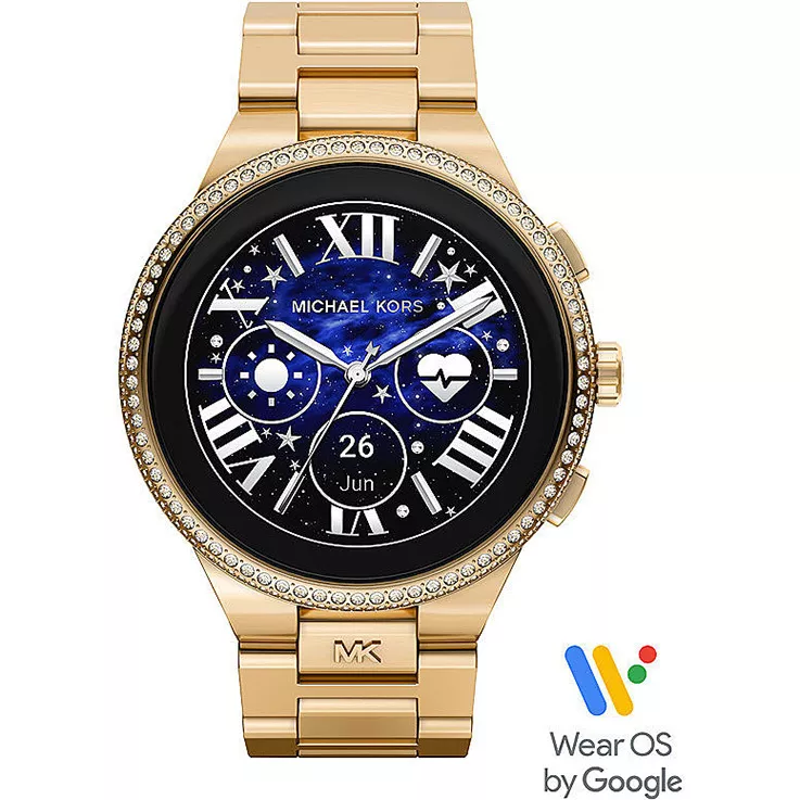 Michael Kors MKT5144 Horloge Smartwatch Gen 6 Camille staal goudkleurig 44 mm