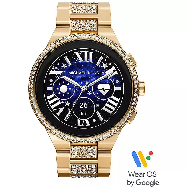 Michael Kors MKT5146 Horloge Smartwatch Gen 6 Camille staal goudkleurig-wit 44 mm