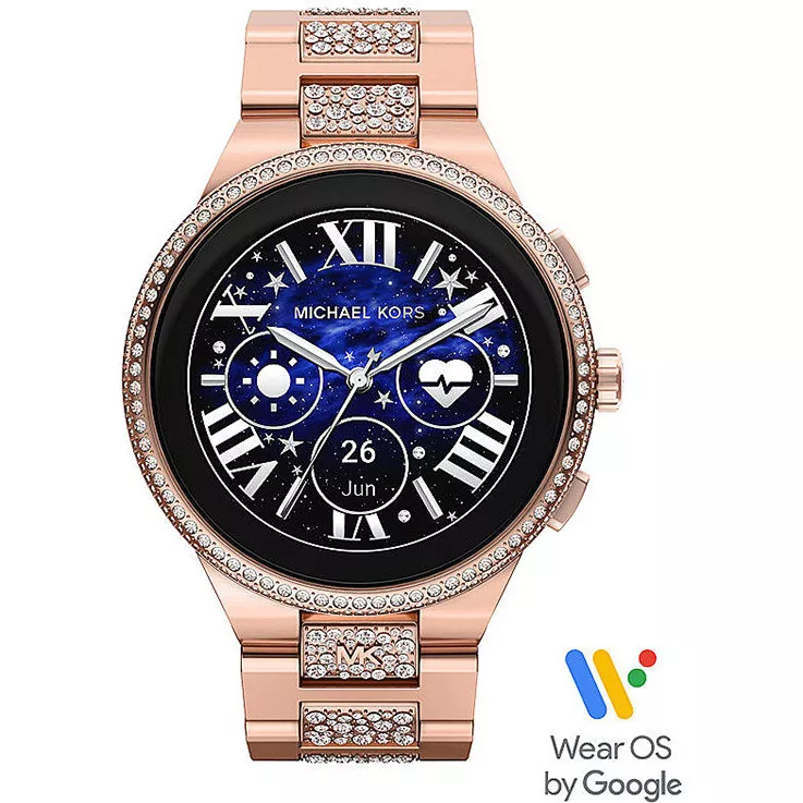 Michael Kors MKT5147 Horloge Smartwatch Gen 6 Camille staal rosekleurig-wit 44 mm