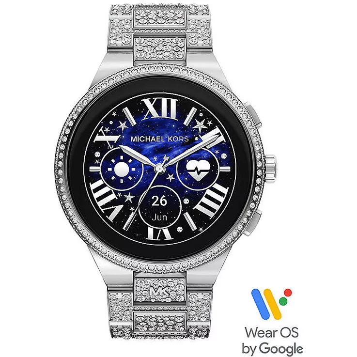 Michael Kors MKT5148 Horloge Smartwatch Gen 6 Camille staal zilverkleurig-wit 44 mm