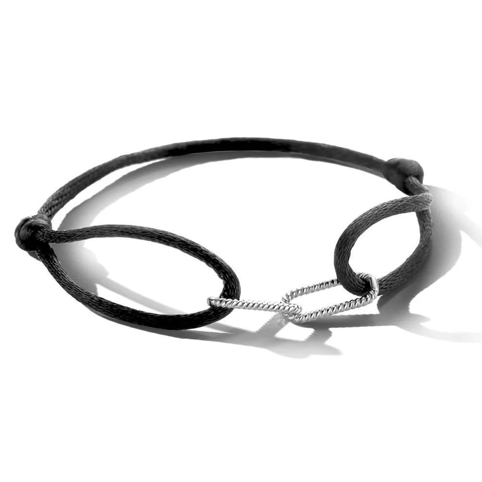 Armband Ovaal satijn-zilver zwart 13-26 cm