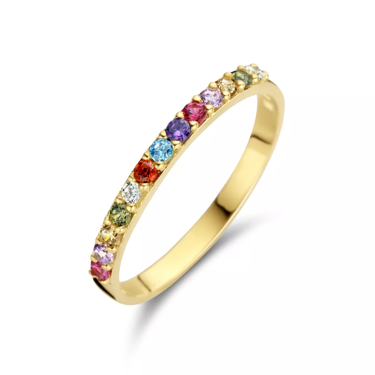 Ring Regenboog geelgoud-zirconia meerkleurig 