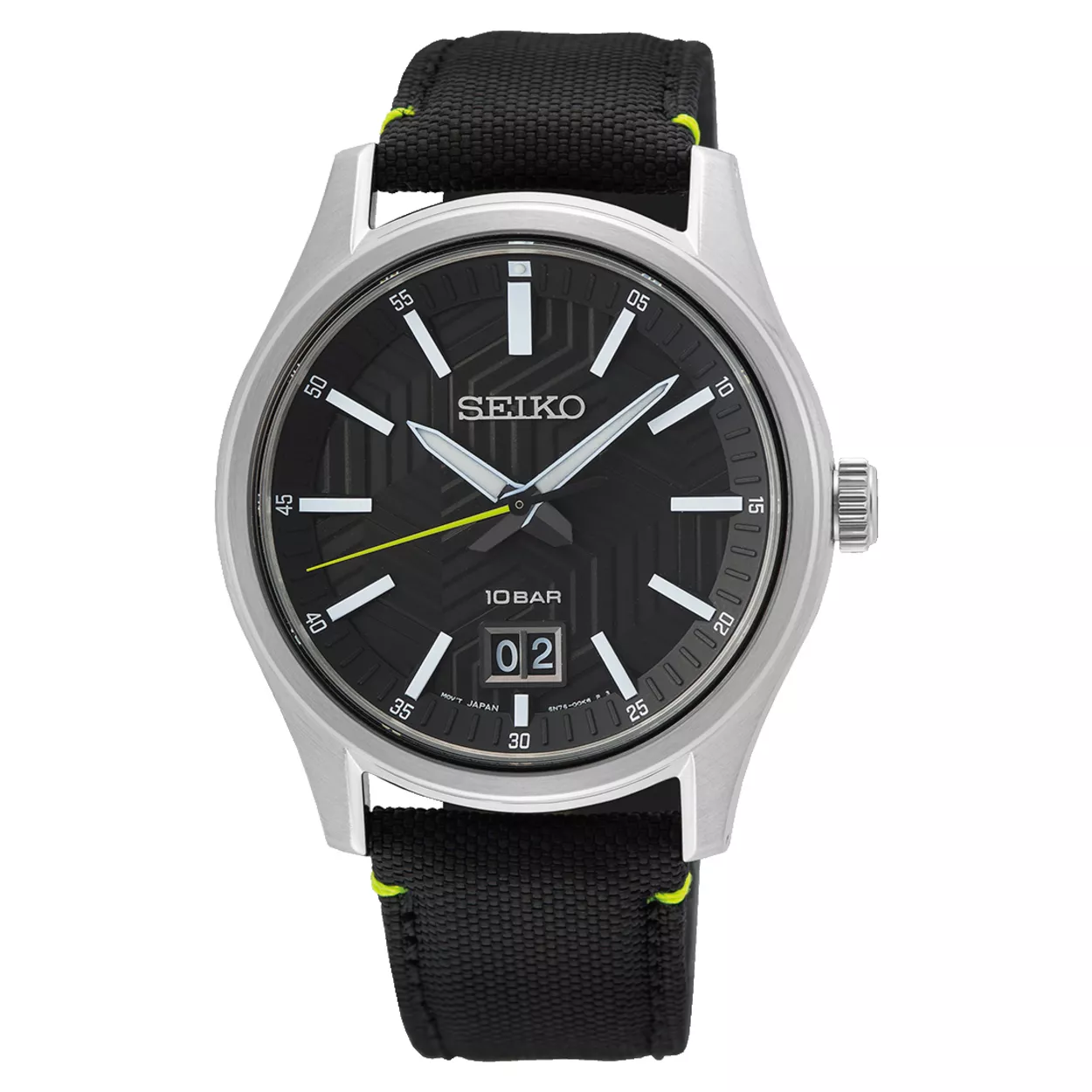 Seiko SUR517P1 Horloge staal-nylon zilverkleurig-zwart 39,5 mm