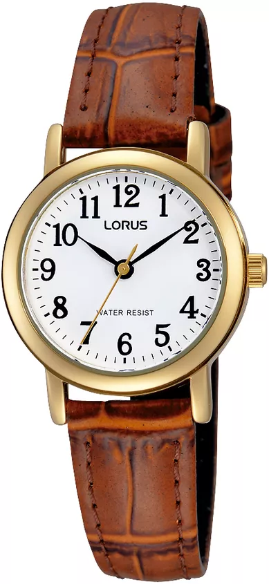Lorus RRX98GX9 Horloge staal-leder goudkleurig-bruin 26 mm