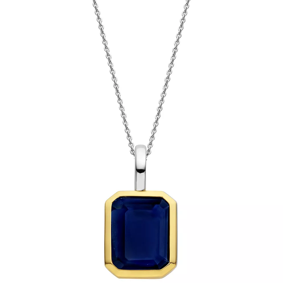 TI SENTO-Milano 6817BY Ketting zilver-synth. kristal goud-en zilverkleurig-blauw 44,5 cm 