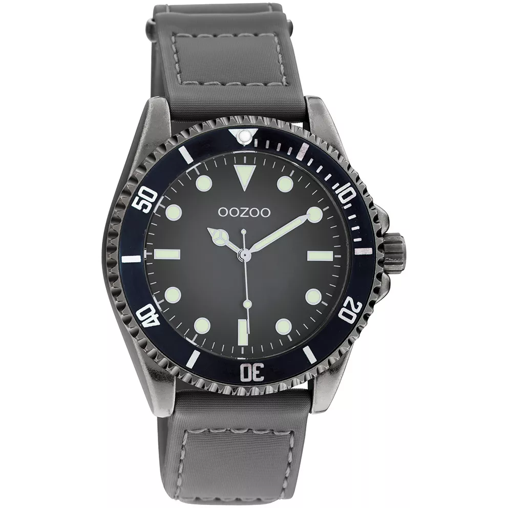 OOZOO C11011 Horloge Timepieces staal-klittenband titaniumgrijs 42 mm