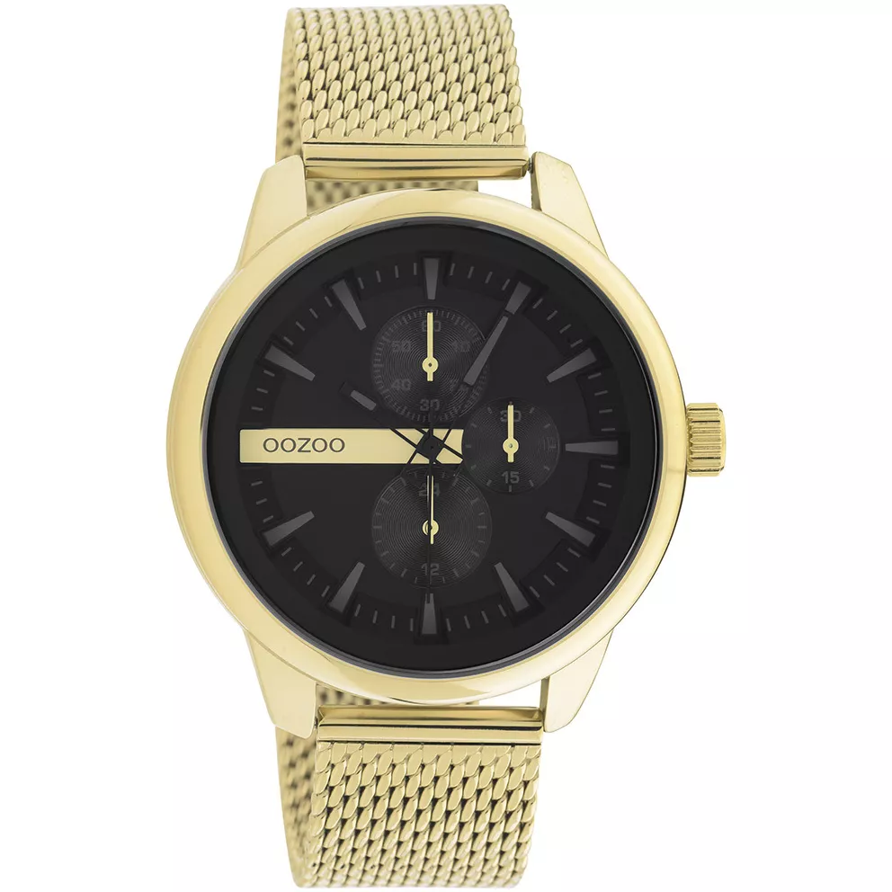 OOZOO C11017 Horloge Timepieces staal goudkleurig-zwart 45 mm