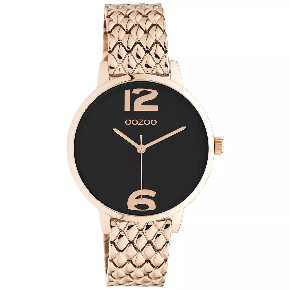 OOZOO C11024 Horloge Timepieces staal rosekleurig-zwart 38 mm