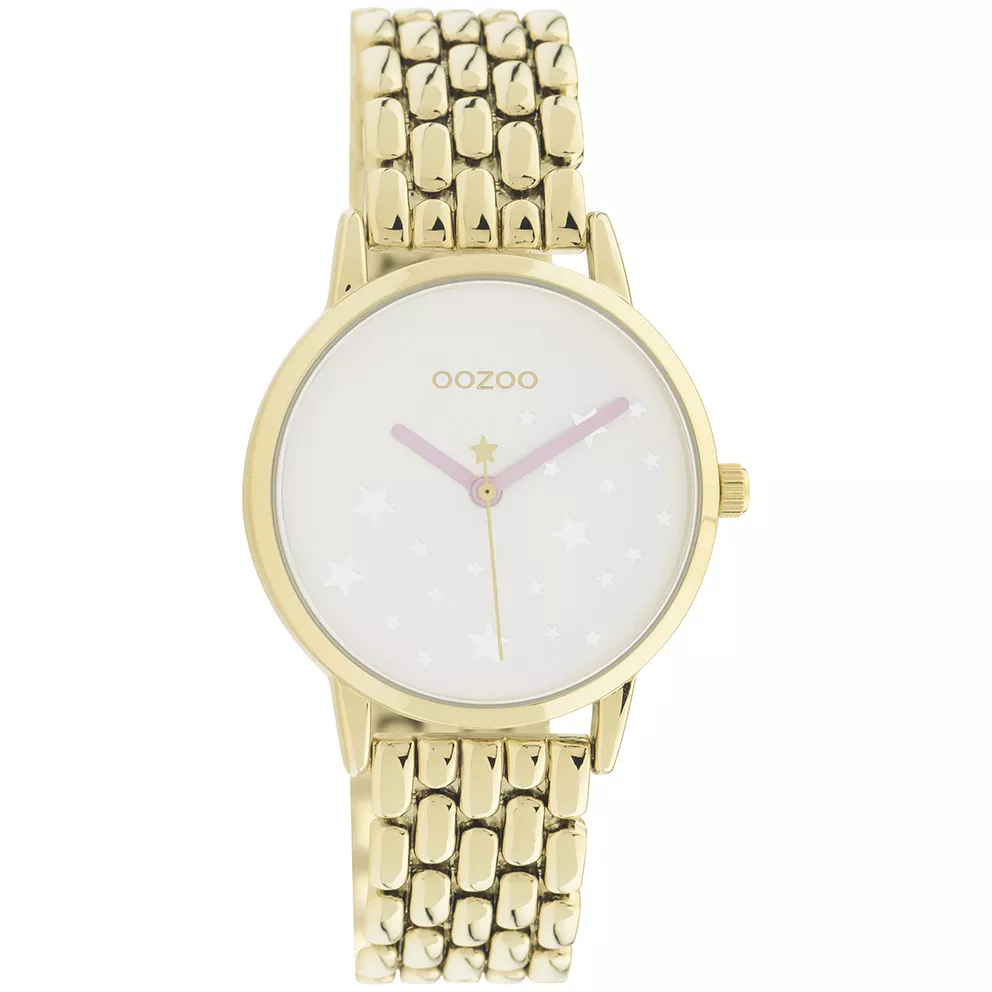 OOZOO C11027 Horloge Timepieces staal goudkleurig-wit 34 mm