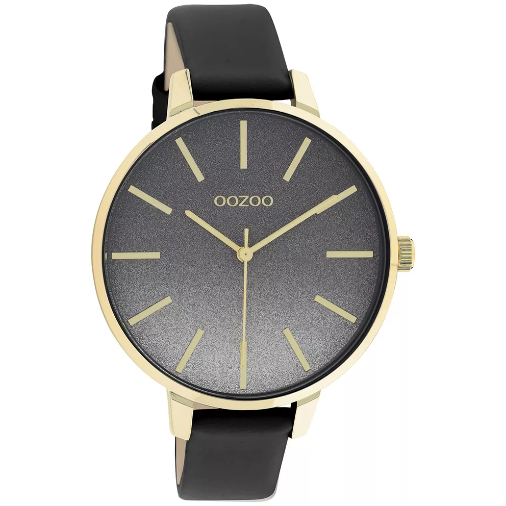 OOZOO C11034 Horloge Timepieces staal-leder goudkleurig-zwart 42 mm