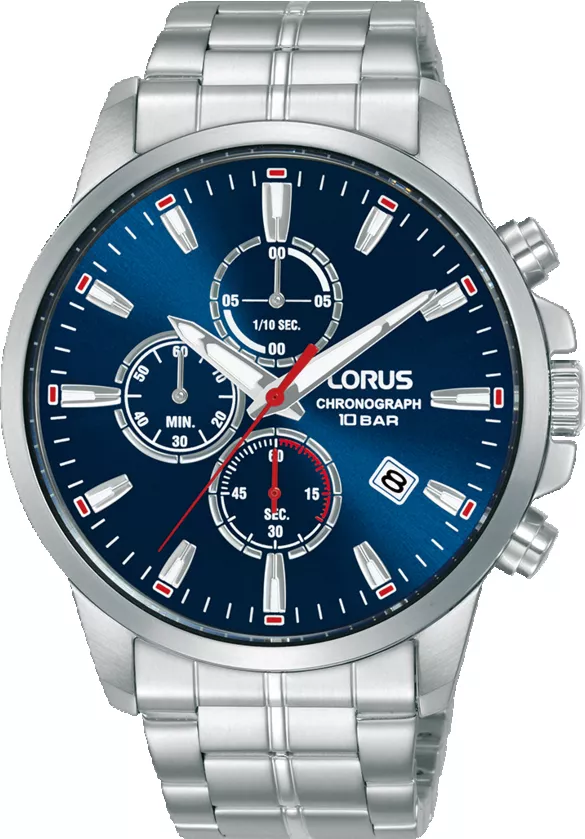 Lorus RM379HX9 Horloge Chronograaf staal zilverkleurig-blauw 43 mm