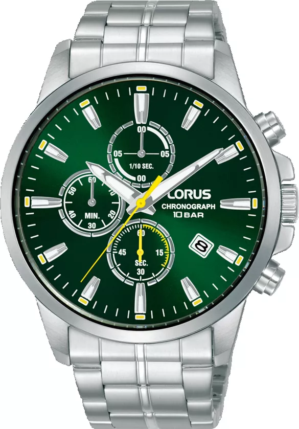 Lorus RM381HX9 Horloge Chronograaf staal zilverkleurig-groen 43 mm