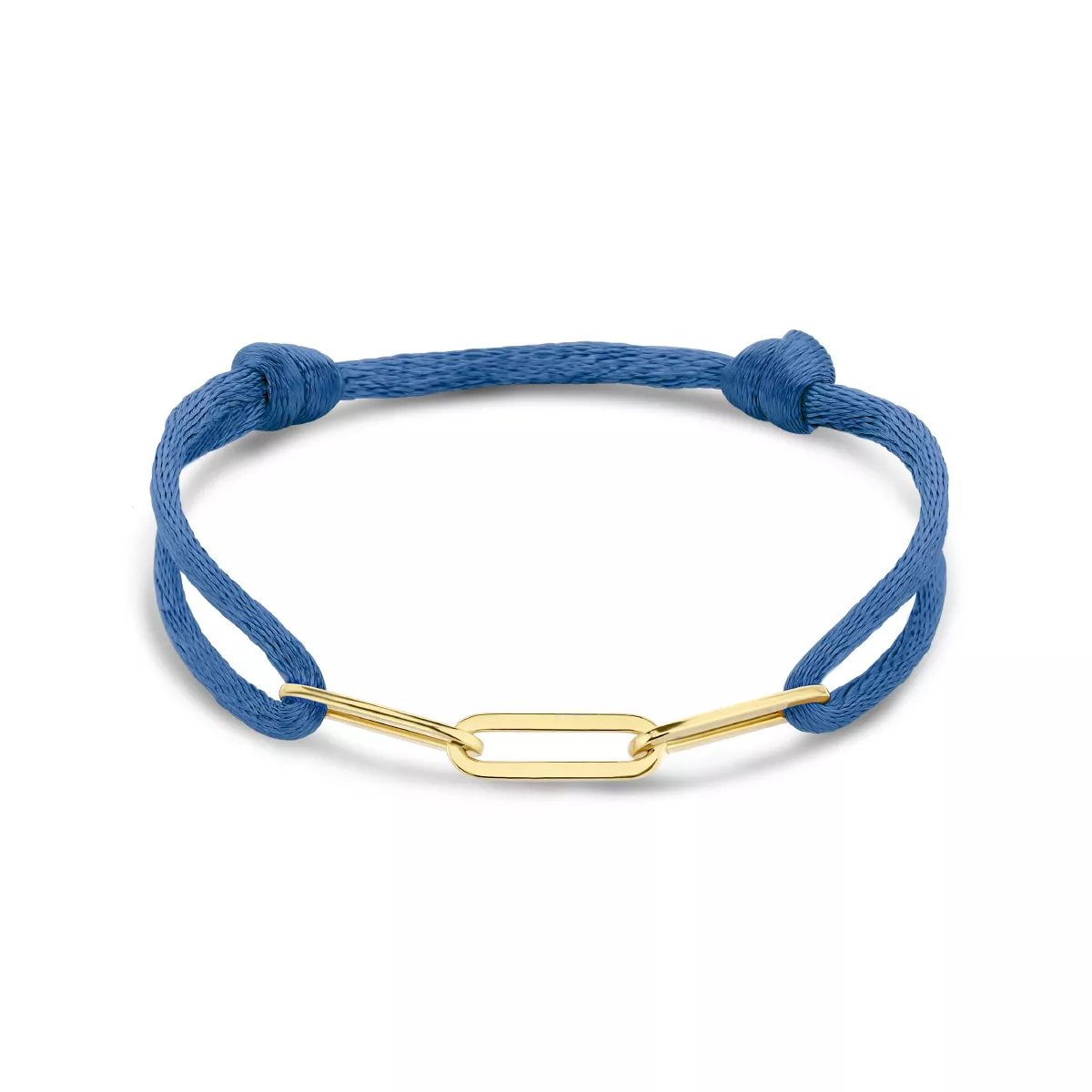 Armband  zilver-satijn goudkleurig-blauw 13 - 26 cm