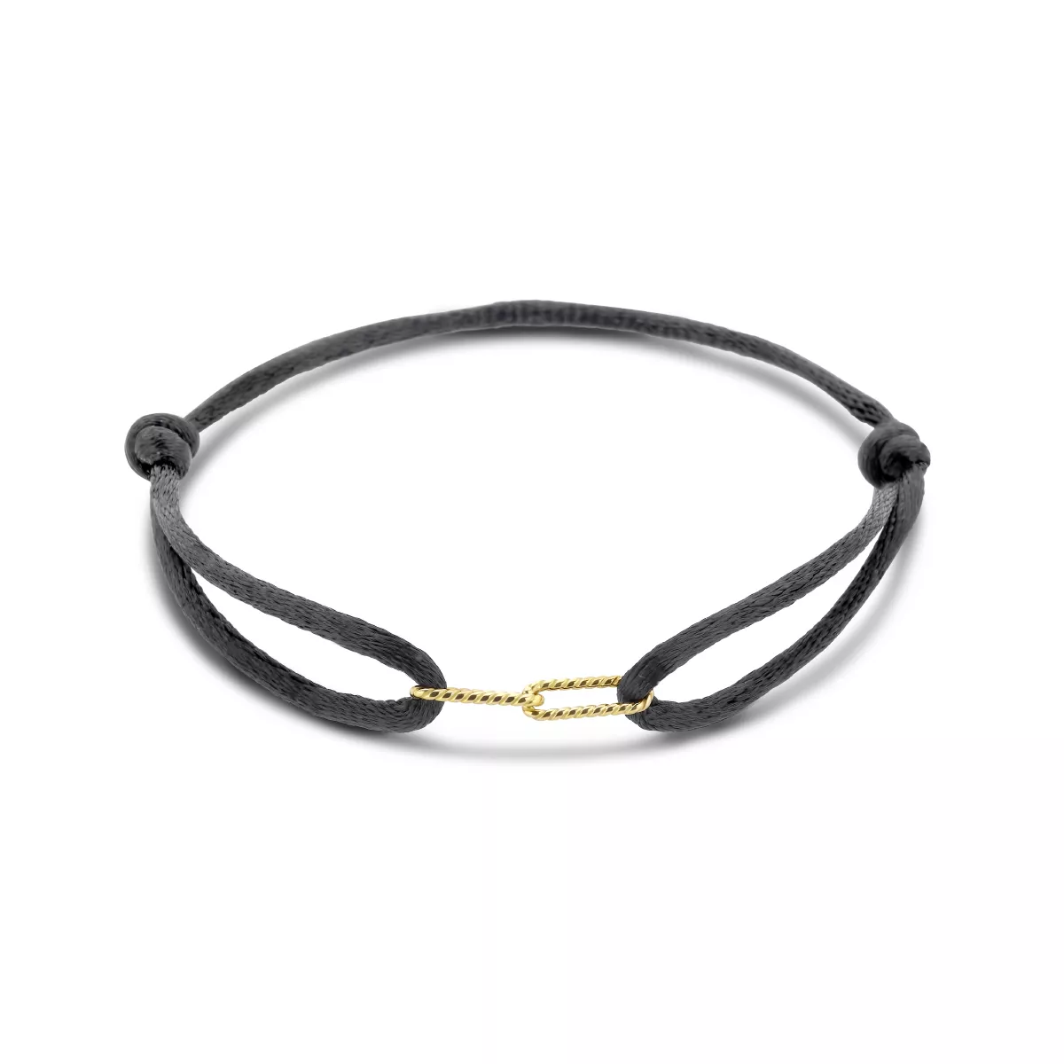Armband geelgoud-satijn goudkleurig-zwart 13-26 cm