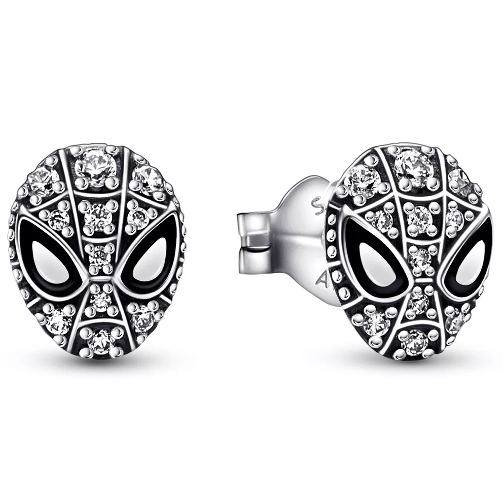 Pandora Marvel 292354C01 Oorknoppen Spider-Man Mask zilver-zirconia-emaille wit-zwart