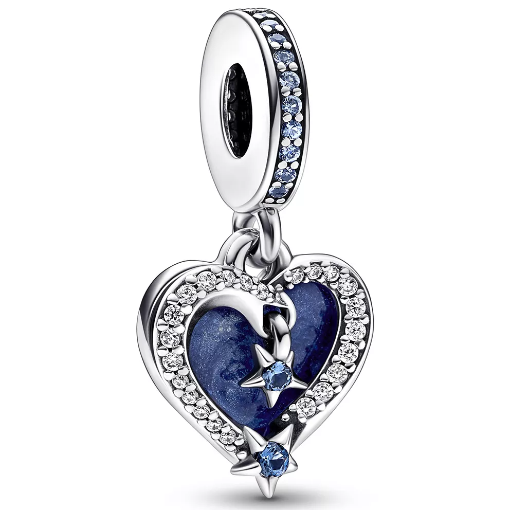 Pandora 792356C01 Hangbedel Celestial Shooting Star Heart zilver-zirconia-kristal-emaille blauw-wit