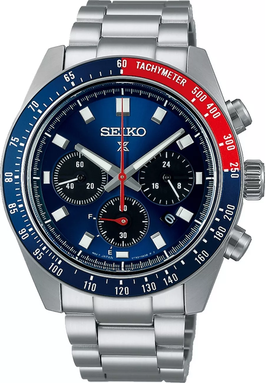Seiko SSC913P1 Horloge Prospex Solar Chronograaf staal zilverkleurig-blauw 41,4 mm
