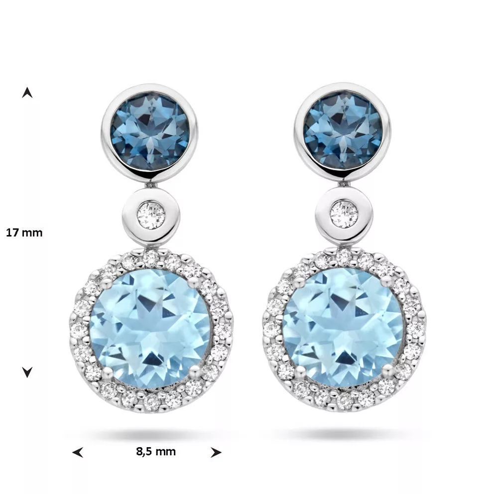 Oorhangers London Blue Halo witgoud-topaas-diamant 2 x 0.08 ct H si wit-blauw 17 x 18,5 mm