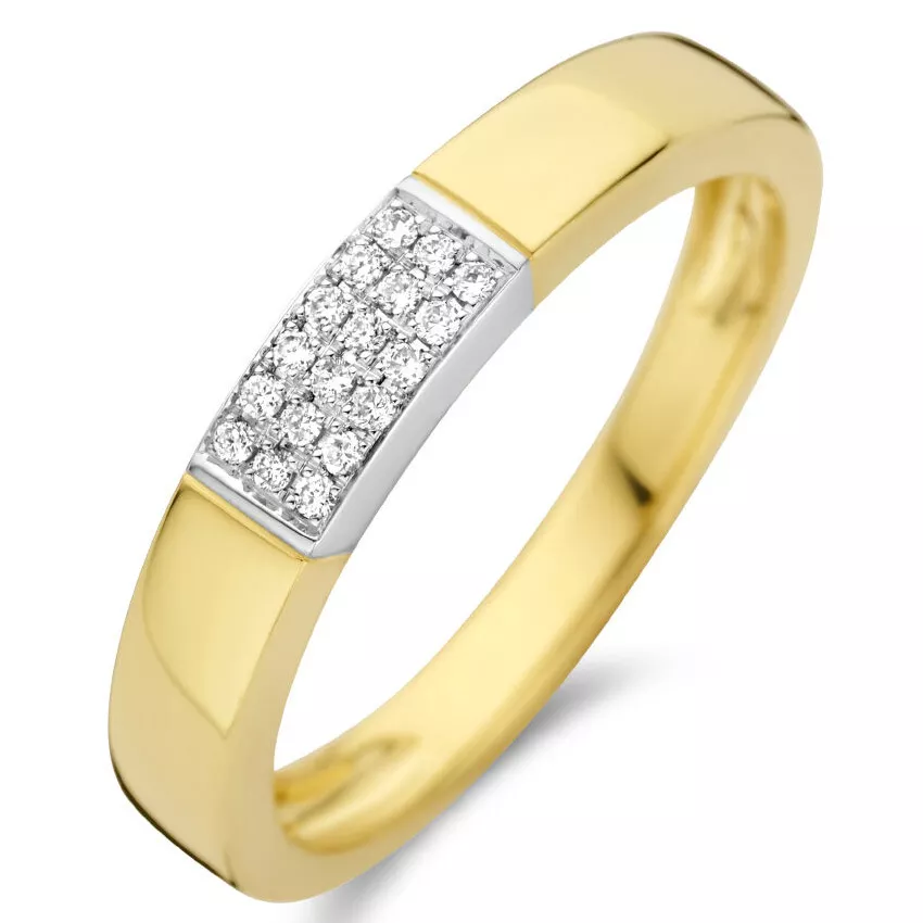 Ring geel-en witgoud-diamant 0,07 ct Hsi 3,5 mm 