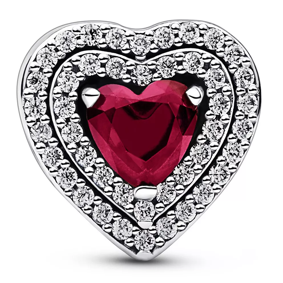 Pandora 799218C02 Bedel Sparkling Levelled Heart zilver-zirconia wit-rood 