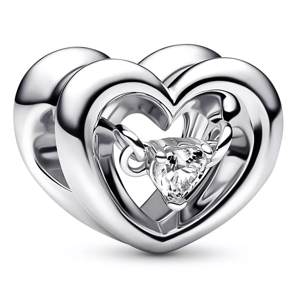 Pandora 792493C01 Bedel Radiant Heart & Floating Stone zilver-zirconia