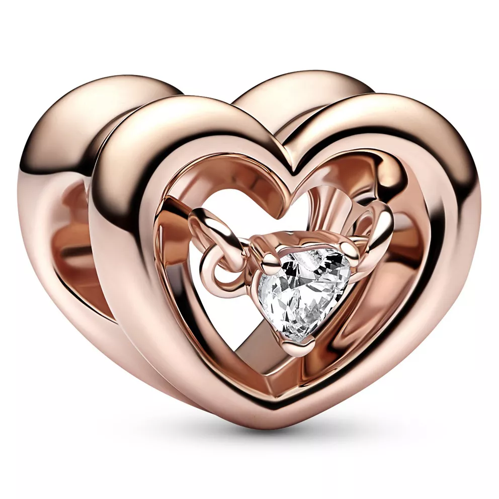Pandora 782493C01 Bedel Radiant Heart & Floating Stone zilver-zirconia rosekleurig-wit